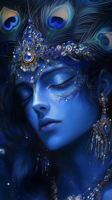 swaroopa 16.5 inch Krishna sticker Self Adhesive Sticker(Pack of 1)