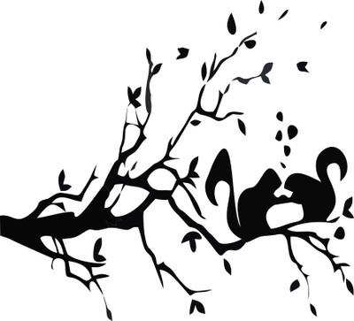 Vijaya enterprises 50 cm Squirrel In Tree Branches Sticker|Squirrel Couple Love Funny Size ( 50x46 cm ) Self Adhesive Sticker(Pack of 1)