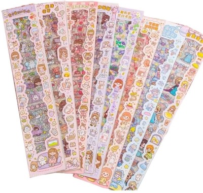 TREXEE 15.7 inch Cartoon Theme Kawaii Stickersfor Project, Japanese Style Each Sheet - 40 X 8 CM Removable Sticker(Pack of 20)