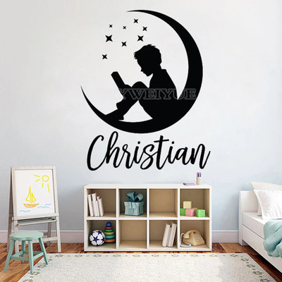 SnappyVinyl 42 cm Boy Reading book Self Adhesive Sticker(Pack of 1)