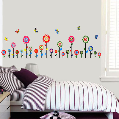 walkart 2.54 cm pretty flowers with butterflies Removable Sticker(Pack of 1)