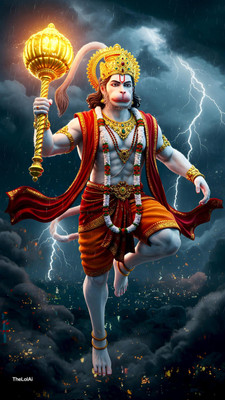 swaroopa 16.5 inch Hanuman ji sticker Self Adhesive Sticker(Pack of 1)
