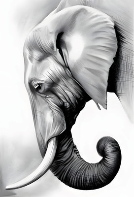 Dumdic 30 cm Elephant Right View A4 Strong Self-Adhesive Sticker Self Adhesive Sticker(Pack of 1)