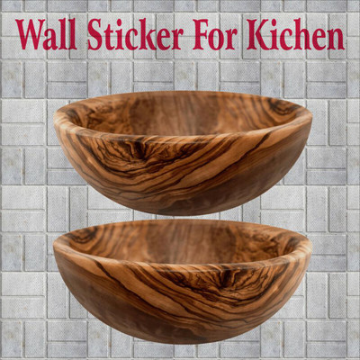 Vijaya enterprises 30.48 cm Bowl two brown color wall sticker wall sticker size (12x12 inch) Self Adhesive Sticker(Pack of 1)