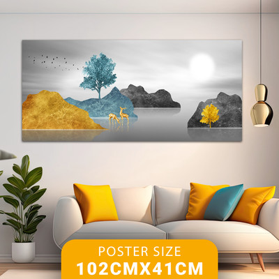 Bnezz 100 cm Wallpaper For Walls Grey Deer Wall Stickers For Bedroom Wall Posters Big Size Self Adhesive Sticker(Pack of 1)