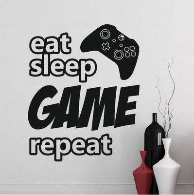 SnappyVinyl 40 cm Eat Sleep Game Repeat Xbox Controller Self Adhesive Sticker(Pack of 1)