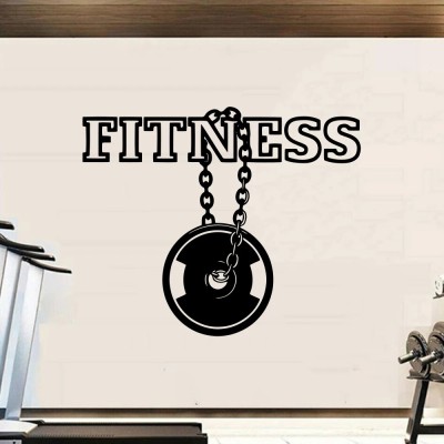 SnappyVinyl 80 cm Fitness Logo Sport Gym Emblem Self Adhesive Sticker(Pack of 1)