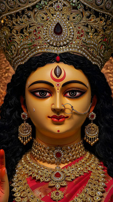 swaroopa 16.5 inch Amba Mata Durga Mata sticker Self Adhesive Sticker(Pack of 1)