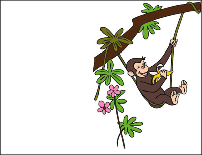 Vijaya enterprises 91 cm Hanging monkey on tree with banana wall sticker size (66x91 cm) Self Adhesive Sticker(Pack of 1)