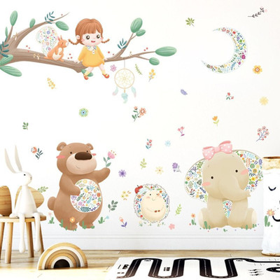 Flipkart SmartBuy 60 cm Multicolor Cartoon Bear and Baby Elephant Design wall stickers (60CM x 90CM) Self Adhesive Sticker(Pack of 1)