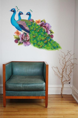 parth decor 61 cm Beautiful Peacock WALL Sticker Self Adhesive Sticker(Pack of 1)