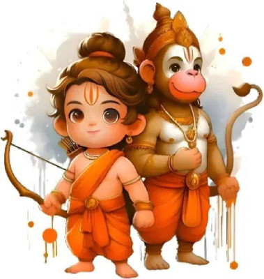 Riditcreation 50 cm Ball Krishna and Hanuman ji Self Adhesive Sticker(Pack of 1)