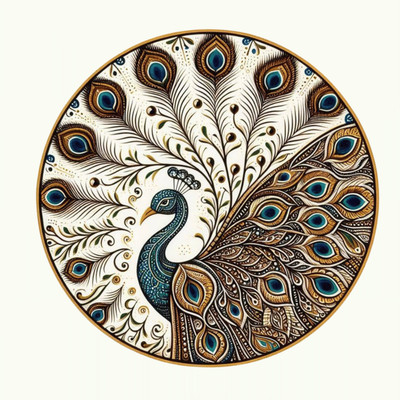 HEMTARA 40 cm Rangoli Sticker – Waterproof Vinyl Mandala Design for Festive Home Decor Self Adhesive Sticker(Pack of 1)