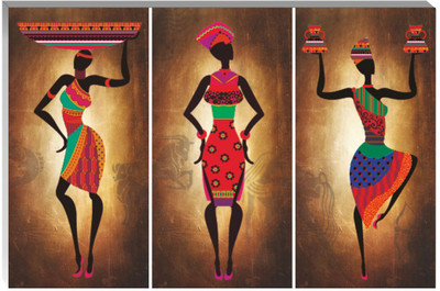 surmul 18 inch Tribal Women Art Wall Painting African Style Print For Home & Office Décor Wall Self Adhesive Sticker(Pack of 1)