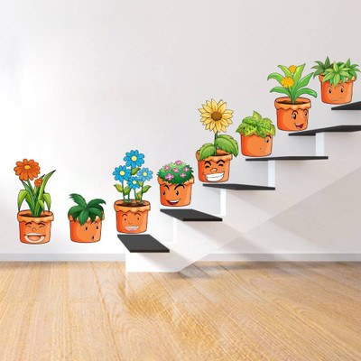 crystalsign 90 cm Flower Pot For Living Room Bedroom and Home Decoration Self Adhesive Sticker(Pack of 1)