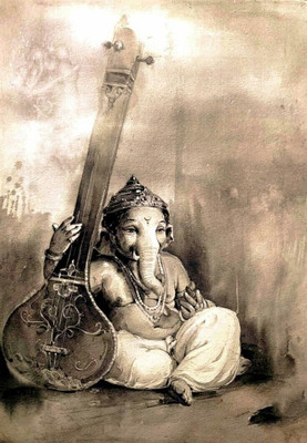swaroopa 16.5 inch shri ganesh sticker Self Adhesive Sticker(Pack of 1)