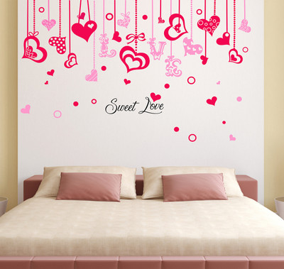 Wollfill 57 cm FALLING SWEET LOVE WALL STICKER Self Adhesive Sticker(Pack of 1)