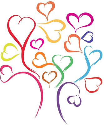 Wallme 60 cm Heart Tree | Non-Reusable Sticker Self Adhesive Sticker(Pack of 1)