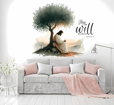SanwariyaDecor 60 cm Jesus Christ Wall Sticker | Christian Poster Self Adhesive Sticker Self Adhesive Sticker(Pack of 1)