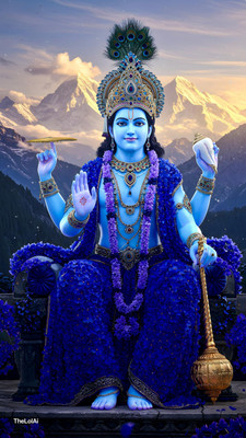 swaroopa 16.5 inch Shri Vishnu Bhagwan sticker Self Adhesive Sticker(Pack of 1)