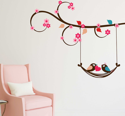 Wallzone 100 cm BIRDS Removable Sticker(Pack of 1)