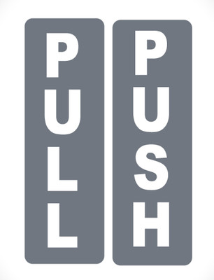 Printlive 15 cm Minimalistic Gray Push Pull Door Sign Self Adhesive Sticker(Pack of 1)