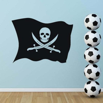 SnappyVinyl 40 cm Pirate Flag Jolly Roger Self Adhesive Sticker(Pack of 1)