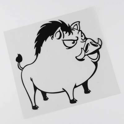 SnappyVinyl 25 cm Amusing Ferocious Boar Decal Black/Silver Self Adhesive Sticker(Pack of 1)