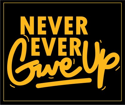 PEACOCKRIDE 25 cm Never Ever Give Up I Inspirational I Motivational Quote I Wall Sticker Self Adhesive Sticker(Pack of 1)