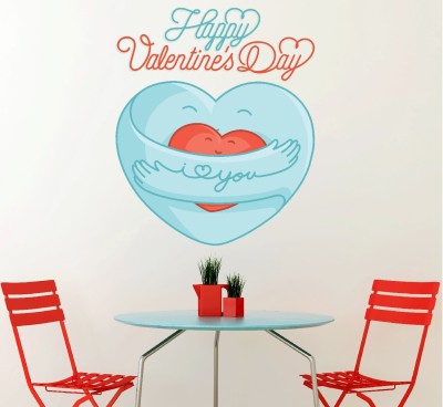 Wallzone 60 cm Happy Valentine's Day Multi Pvc Vinyl Wallsticker For Decorations Self Adhesive Sticker(Pack of 1)