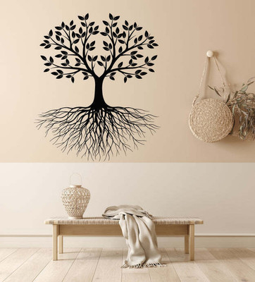 SnappyVinyl 33 cm Branch Tree Life Spring Roots Leaves Self Adhesive Sticker(Pack of 1)