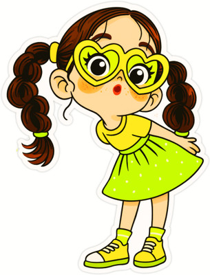 STIXY 11 cm Cute Girl with Heart Glasses Waterproof Sticker (11×13 cm) | Premium Vinyl Self Adhesive Sticker(Pack of 1)