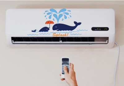 INKEDIFY 41 cm Splash dofine Multi Color Decorative Air Conditioner Sticker Self Adhesive Sticker(Pack of 1)