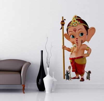 WALLSTICK 80 cm Lord Ganesha Removable Sticker(Pack of 1)