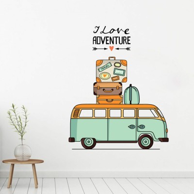 Art Kafe 51 cm I LOVE ADVENTURE Sticker Self Adhesive Sticker(Pack of 1)