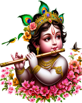 uma 15 cm Gopal Ji Very Beautiful Decorative UV DTF Self Adhesive Sticker(Pack of 1)