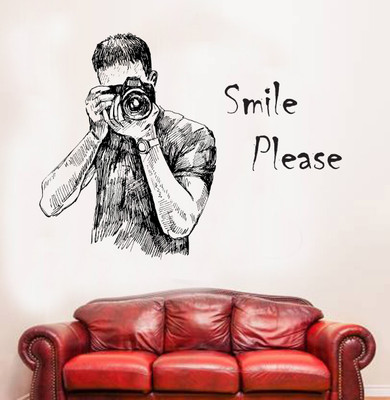 SENAWATDESIGN 45 cm Camera Man Self Adhesive Sticker(Pack of 1)