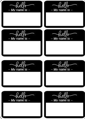 Thestickermom 3 inch Simple Name Tag Stickers – “Hello My Name Is” (Black & White, Set of 30) Self Adhesive Sticker(Pack of 30)