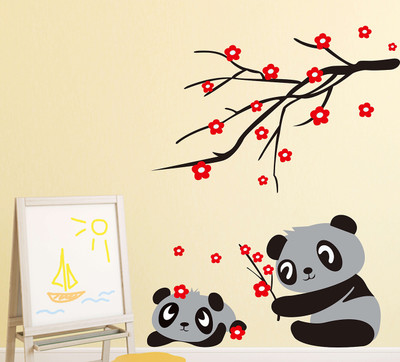 Wallzone 90 cm Panda Removable Sticker(Pack of 1)