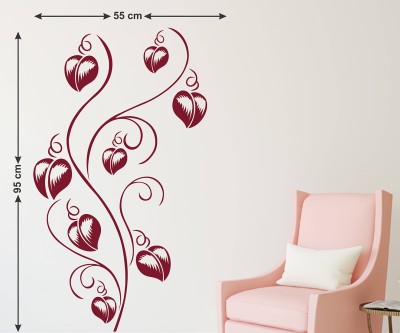 LANSTICK 106.68 cm HEART SHAPE PLANT WALL STICKER Self Adhesive Sticker(Pack of 1)