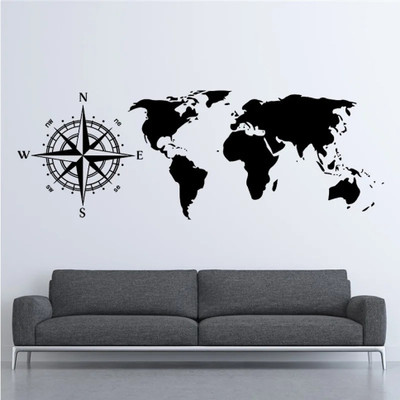 Xskin 80 cm Large World Map Self Adhesive Sticker(Pack of 1)