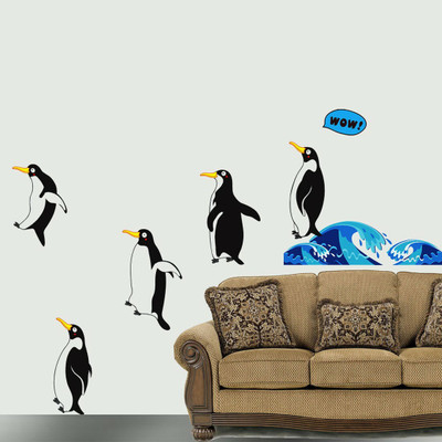 walkart 1 cm jumping penguins design Removable Sticker(Pack of 1)