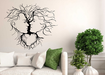 Wallme 80 cm Tree Faces | Non-Reusable Stickers Self Adhesive Sticker(Pack of 1)