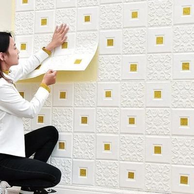 MOOZICO Abstract Gold, White Wallpaper(70 cm x 77 cm)