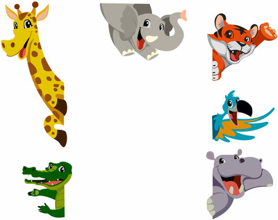 Aashrut decor 70 cm Animals Wall Sticker 70cm x 89cm Self Adhesive Sticker(Pack of 1)