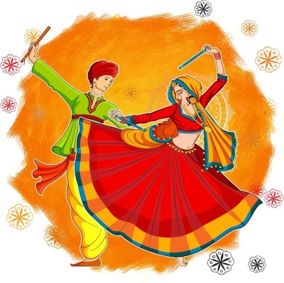 ZEN TREK 45 cm Beautiful Dandiya Dancer Wall Self Adhesive Sticker(Pack of 1)