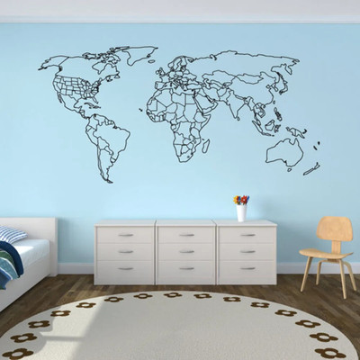 Xskin 87 cm Large World Map Self Adhesive Sticker(Pack of 1)