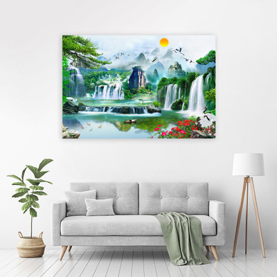 Zrintly 91 cm waterfall Scenery (Posters-36Inch X 24Inch) Self Adhesive Sticker(Pack of 1)