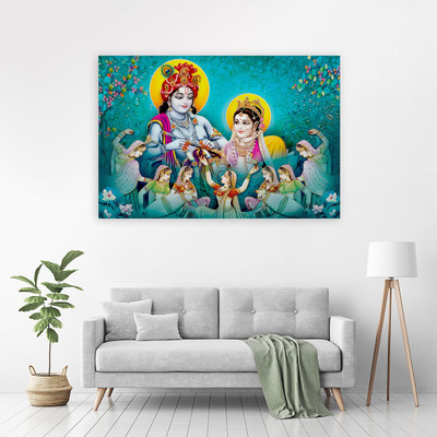 Zrintly 91 cm Lord Radhe Krishna (Posters-90 cm X 60 cm) Self Adhesive Sticker(Pack of 1)