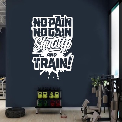 Xskin 30 cm No Pain No Gain Gym white, Wall Stickers Home Decor Waterproof Wall Decals Self Adhesive Sticker(Pack of 1)